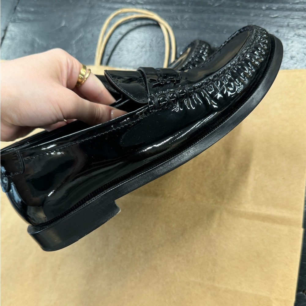 Saint Laurent Black Patent Leather Penny Loafers - Picture 4 of 11
